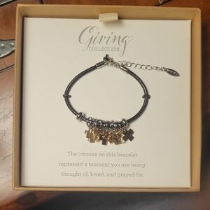 Demdaco Black and Gold Cross Bracelet